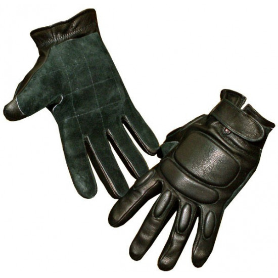 Tactical winter leather gloves with fist protection gift for men