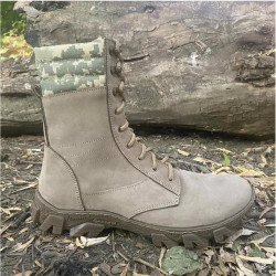 "Sprint-2" Beige Leather Boots: Ukrainian Pixel Camo Urban Footwear "Sprint-2" Beige Leather Boots: Ukrainian Pixel Camo Urban Footwear