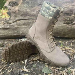 "Sprint-2" Beige Leather Boots: Ukrainian Pixel Camo Urban Footwear "Sprint-2" Beige Leather Boots: Ukrainian Pixel Camo Urban Footwear