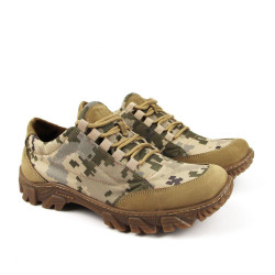 "Ultra" Ukrainian Urban Sneakers: Military Pixel Camo Combat Boots in Beige Color "Ultra" Ukrainian Urban Sneakers: Military Pixel Camo Combat Boots in Beige Color