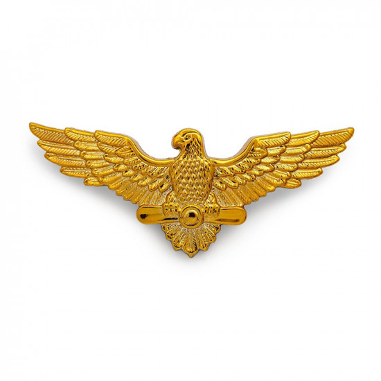 Ukrainian Air Force Officer Gold Cockade – Eagle Military Cap Badge Ukrainian Air Force gold eagle cockade with spread wings, official officer cap badge in polished gold finish for military and dress uniforms.