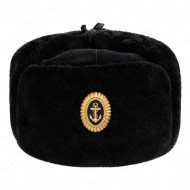 Soviet army naval officer fur winter black hat ushanka earflaps