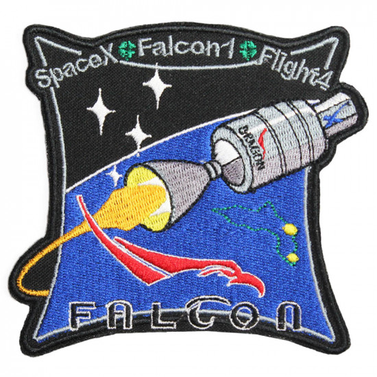 SpaceX Falcon 1 Flight 4 Space MissionPatch縫い付けの手作り刺繡