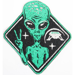 Alien greeting Embroidery Area 51 patch handmade embroidery Alien greeting Embroidery Area 51 patch handmade embroidery