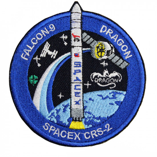 CRS-2 Falcon-9 Dragon SpaceX ISS Nasa Space Mission Patch Bordado cosido