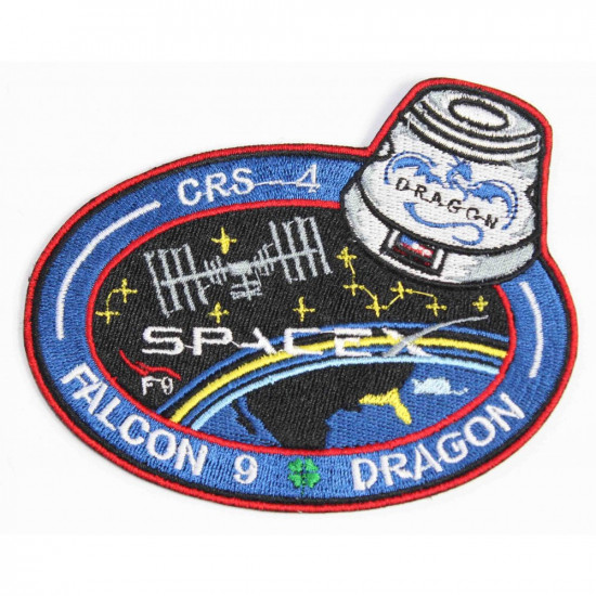 CRS-4 Falcon 9 Dragon SpaceX Parche Bordado hecho a mano para coser