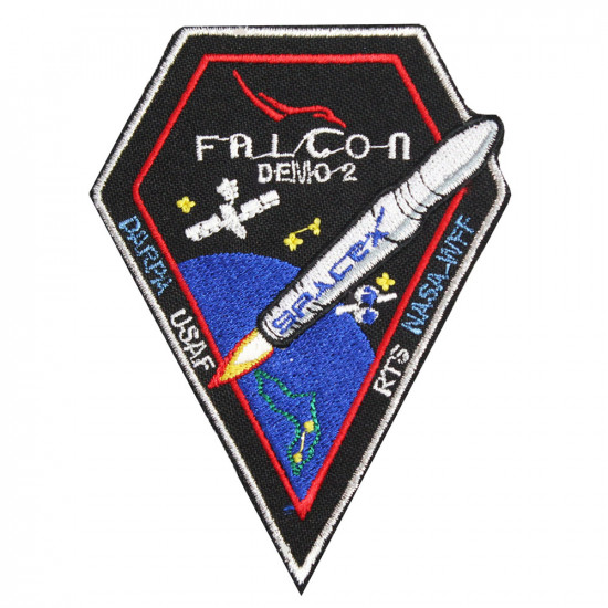 Falcon Demo-2 SpaceX US Space Mission Crew Dragon DM2 Parche Bordado en la manga