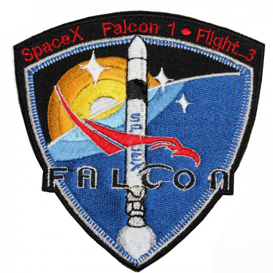 ファルコン1フライト3ミッション最初の宇宙飛行SpaceXパッチ縫い付け刺繍