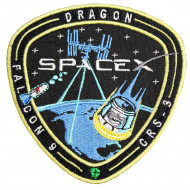 CRS-3 Falcon 9 Dragon Spacecraft SpaceX NASA ISS Mission Patch Sew-on embroidery CRS-3 Falcon 9 Dragon Spacecraft SpaceX NASA ISS Mission Patch Sew-on embroidery