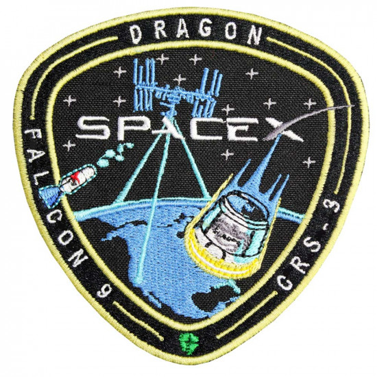 CRS-3 Falcon 9 Dragon Raumschiff SpaceX NASA ISS Mission Patch Stickerei zum Aufnähen