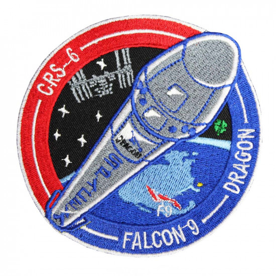 CRS-6 Falcon-9 Dragon SpaceX NASA ISS Mission Parche para coser en la manga