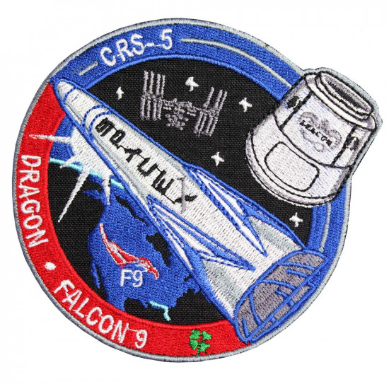 CRS-5 Dragon Raumschiff Falcon-9 SpaceX Nasa ISS Patch Stickerei zum Aufnähen