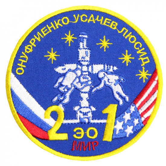 Mir Expedition EO-21 Russische Raumstation Mission Patch Ärmel Stickerei