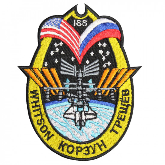 ISS Expedition 5 EE. UU. Y parche de misión rusa bordado a mano