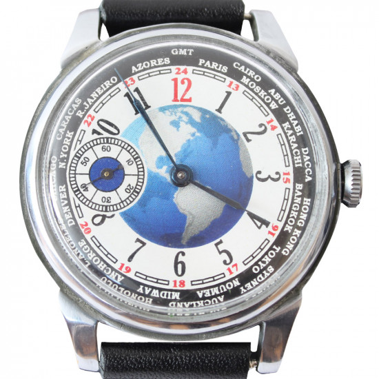 Montre soviétique Poljot russe non transparente Globe Vintage Watch