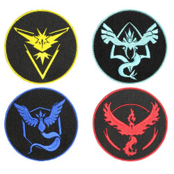 Insignias Pokemon Go Teams Patch sleeve handmade embroidery Insignias Pokemon Go Teams Patch sleeve handmade embroidery