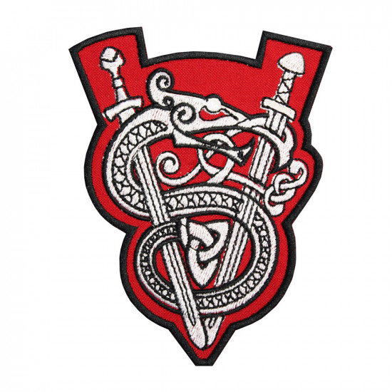Celtic Ornament Paar Schwerter & Snake Patch handgemachte Stickerei