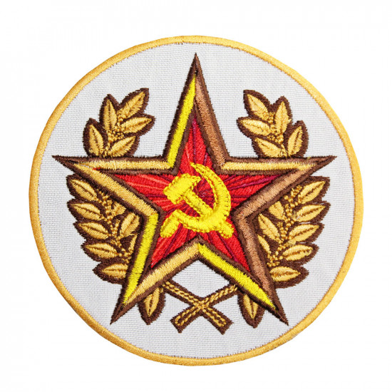 Kommunistischer Hammer und Sichel der Sowjetunion mit gesticktem Aufnäher in der UdSSR