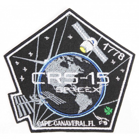Parche de CRS-15 SpaceX Space SPX-15 Mission Elon Musk Falcon-9 Nasa Cosido a mano bordado