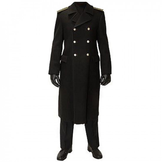 Officier de la flotte bleu marine russe manteau d`hiver de laine