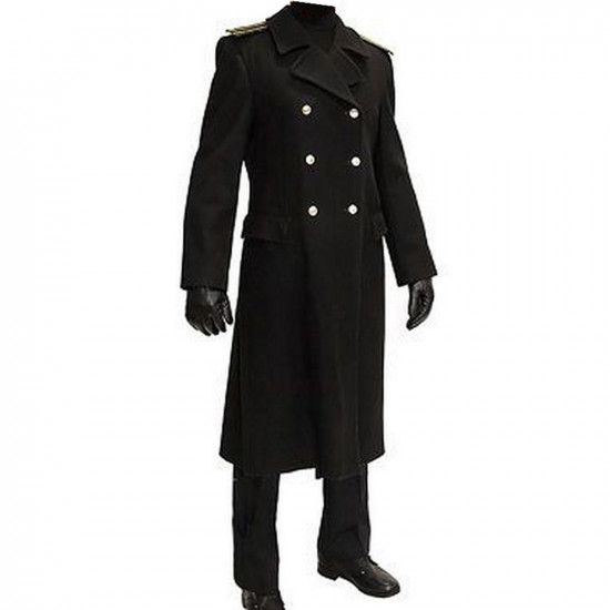 Officier de la flotte bleu marine russe manteau d`hiver de laine