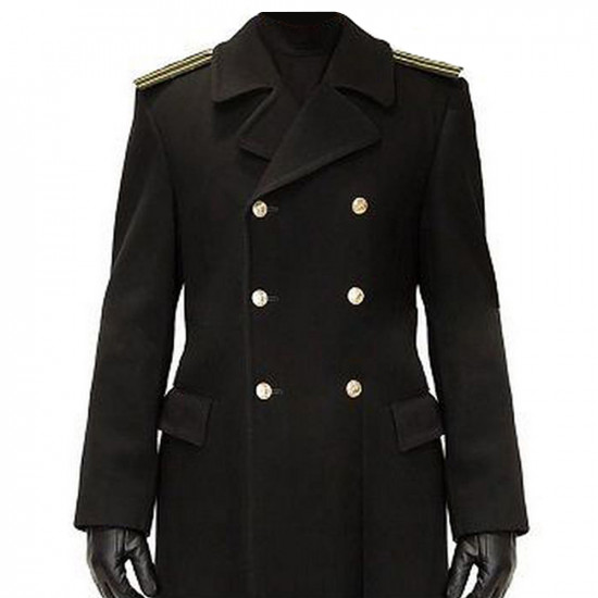 Officier de la flotte bleu marine russe manteau d`hiver de laine