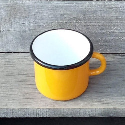 Original Soviet Metal Cup 500ml  orange enamel  Original Soviet Metal Cup 500ml  orange enamel