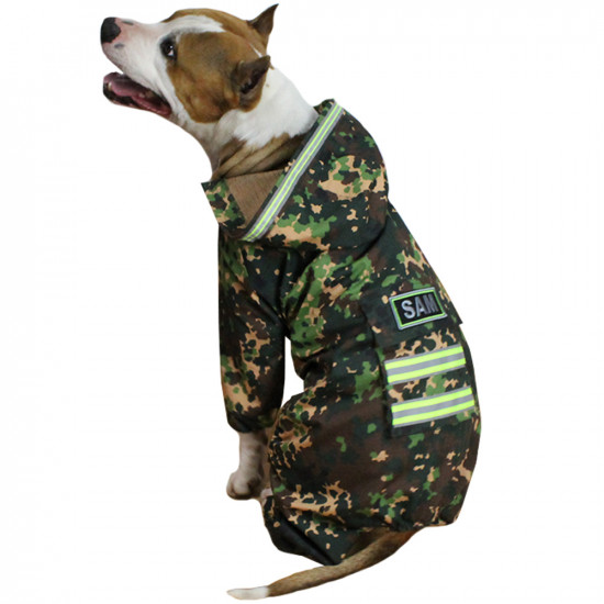 Uniforme de chien réfléchissant la lumière demi-saison avec capuche Vêtements tactiques russes pour animaux de compagnie Costume de camouflage grenouille personnalisé en plein air