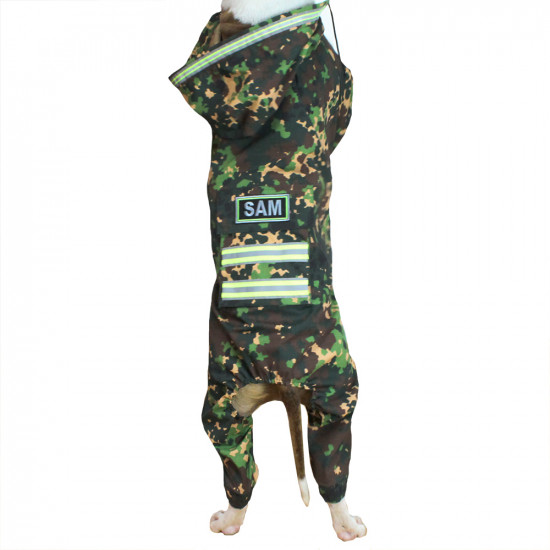 Demi-Saison lichtreflektierende Hundeuniform mit Kapuze Russische taktische Haustierkleidung Benutzerdefinierter Frosch-Tarnanzug Militärhunde-Hoodie im Freien