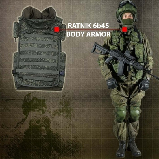 Gilet de l'armée militaire russe Armure de camouflage numérique Ratnik Molle 6b45 Armure de corps tactique à l'épreuve des balles