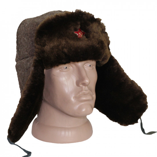 Chapeau d'armée militaire d'officiers chauds d'hiver russe oreillettes chaudes soldats ushanka avec fourrure