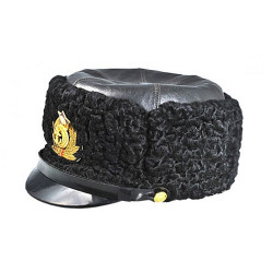 Soviet /   naval admiral winter hat leather with astrakhan fur Soviet /   naval admiral winter hat leather with astrakhan fur