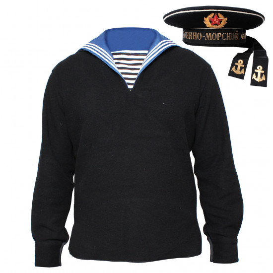 Veste russie Sailor Black Tunic Chemise de la flotte de la Marine soviétique