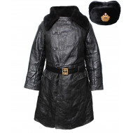 Russische schwarze Bekesha Tulip Leder Schaffell Mantel sowjetischen Marine Hohe Rang Offiziere Russische schwarze Bekesha Tulip Leder Schaffell Mantel sowjetischen Marine Hohe Rang Offiziere