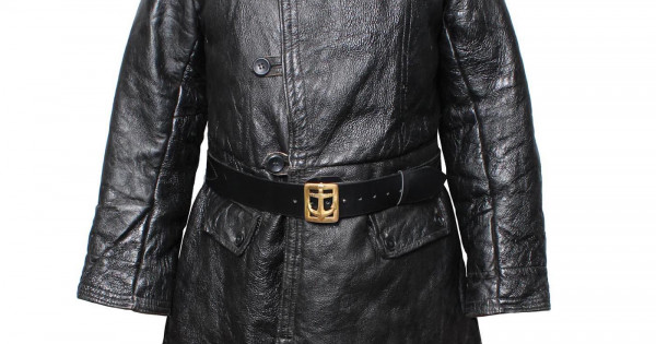 ブラック Bekesha Tulup レザー シープスキン コート Soviet Navy 将校