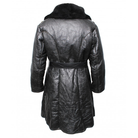 Black Bekesha Tulup Leather Sheepskin Coat Soviet Navy High Rank Officers Black Bekesha Tulup Leather Sheepskin Coat Soviet Navy High Rank Officers