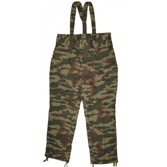 Camo military trousers with suspenders Flora