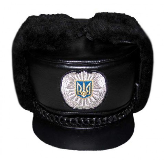 Ukrainian police officer warm visor hat