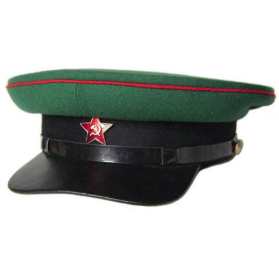 Ussr russian nkvd border troops green officer's visor hat