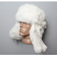 Soviético / piel del conejo mullida suave original rusa sombrero de invierno ushanka blanco