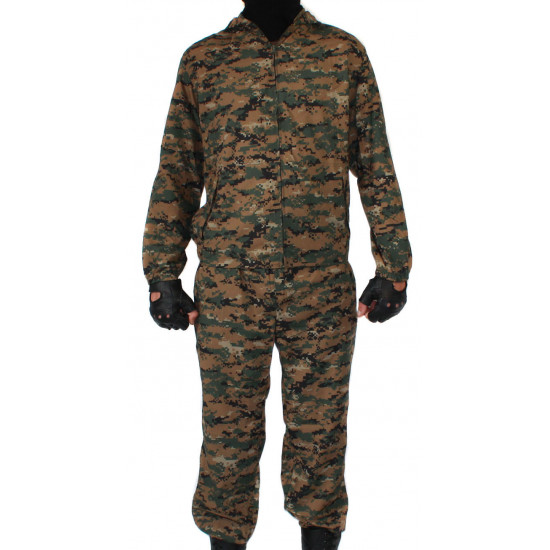 "klm" sniper tactical camo uniform on zipper "digital dark" pattern bars
