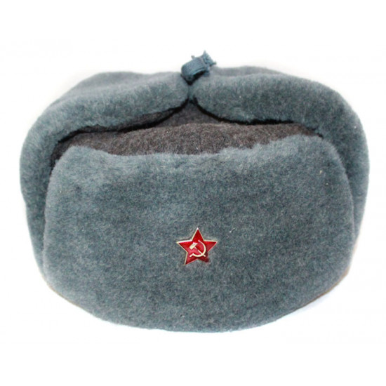 Russian army soviet military original fur winter soldier’s hat ushanka earflaps