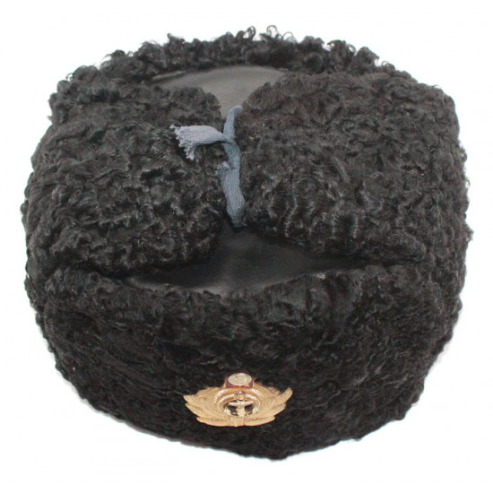 Sowjetischen russischen marine admiral winter original schwarz astrakhan pelz und leder ushanka hat ohrklappen