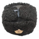 Hiver d`amiral naval russe soviétique fourrure d`astrakan noire originale et cuir ushanka chapeau earflaps