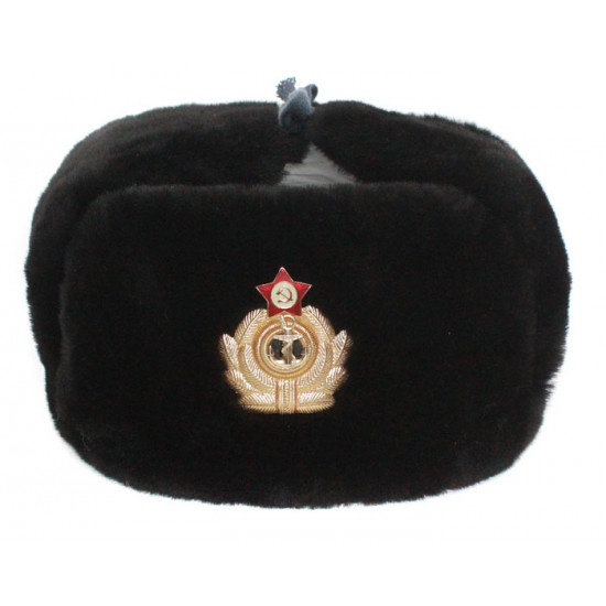 Russian / soviet naval captain leather ushanka hat