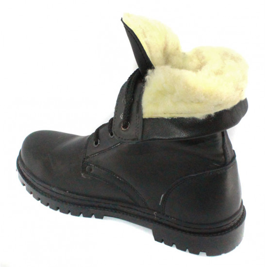 Russian military winter leather boots with fur
