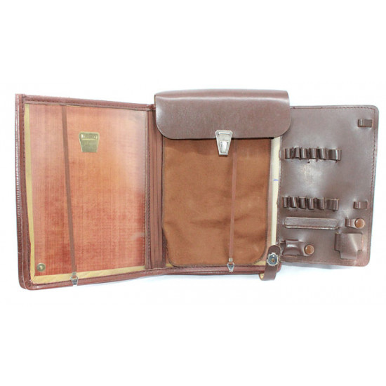 Soviet military officer's leather map bag case