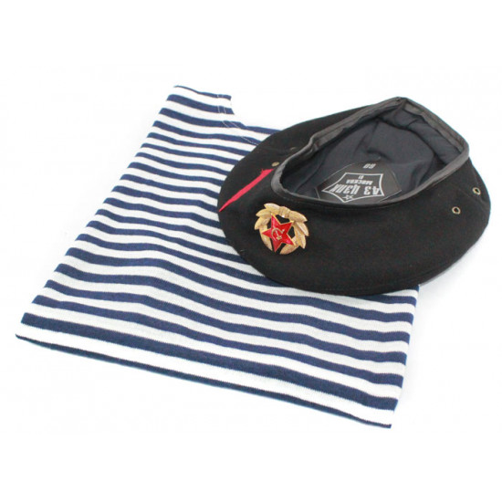 Soviet navy /   marines striped t-shirt, vest and beret hat