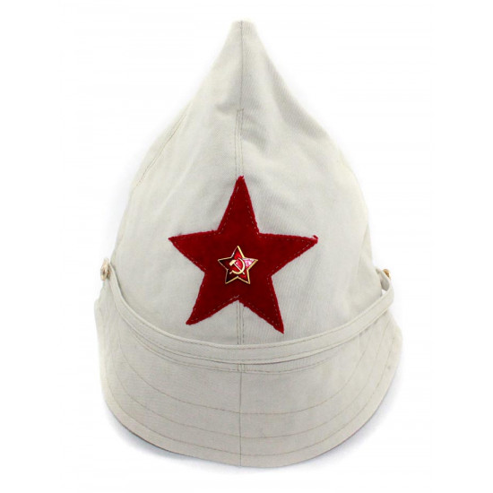 Soviet rkka russian military beige budenovka  cotton summer hat