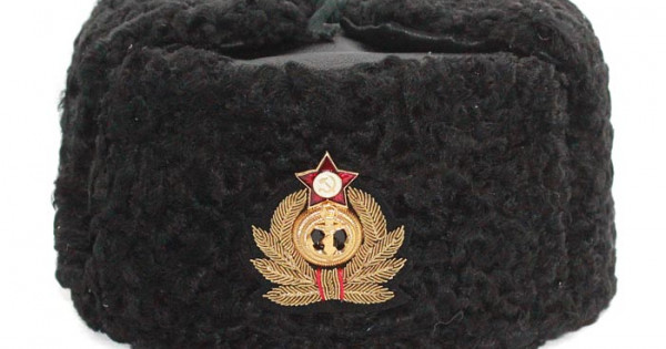 海軍海軍大将冬のオリジナル黒アストラカン毛皮と革のushankaが手製の